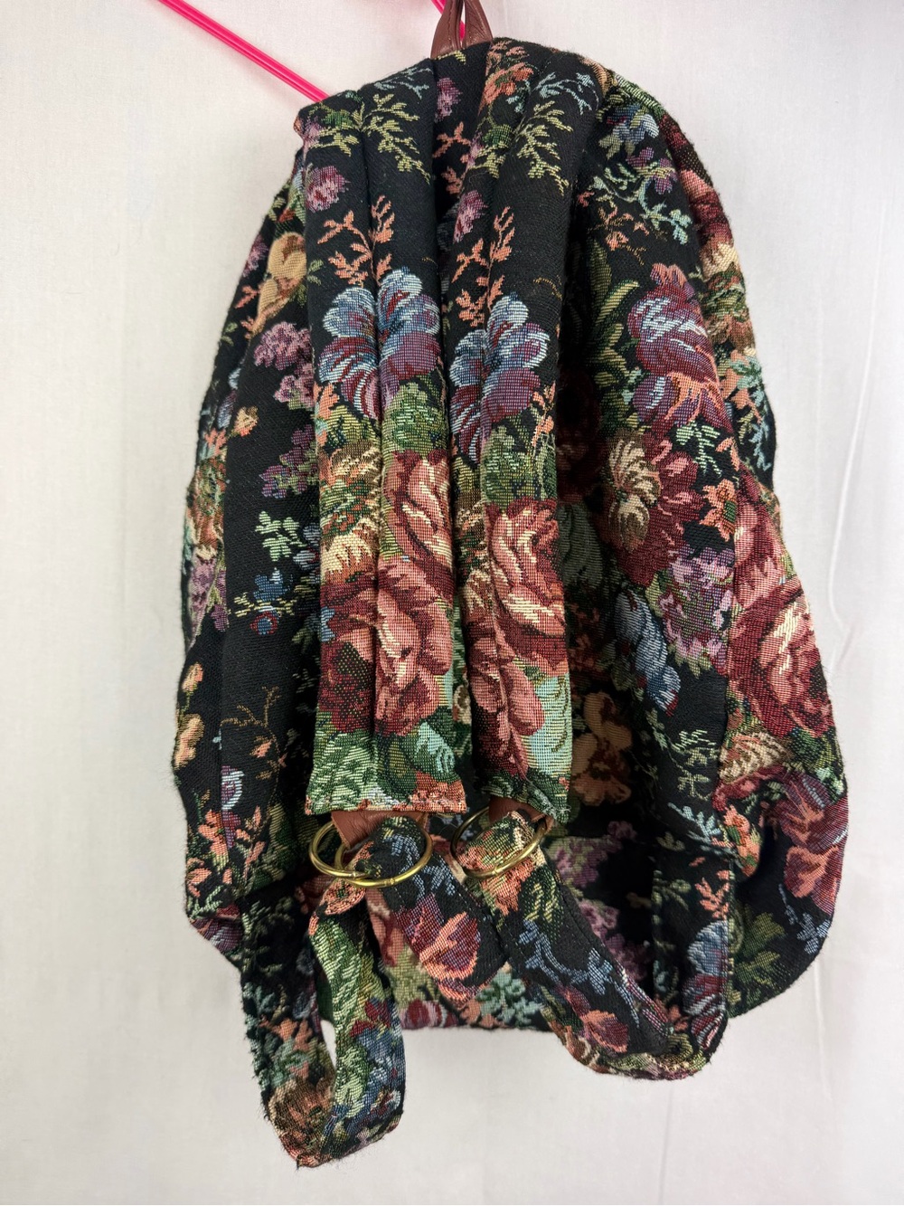 Gypsy Wings Floral Tapestry Backpack whimsical- Black Floral - Picture 4 of 9